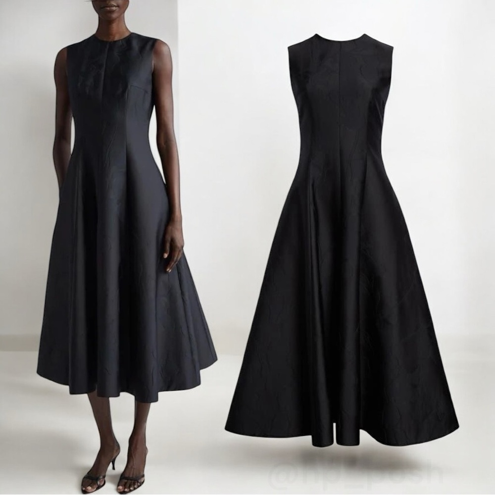 Emilia Wickstead Women's Black Maram Sleeveless A-Line Midi